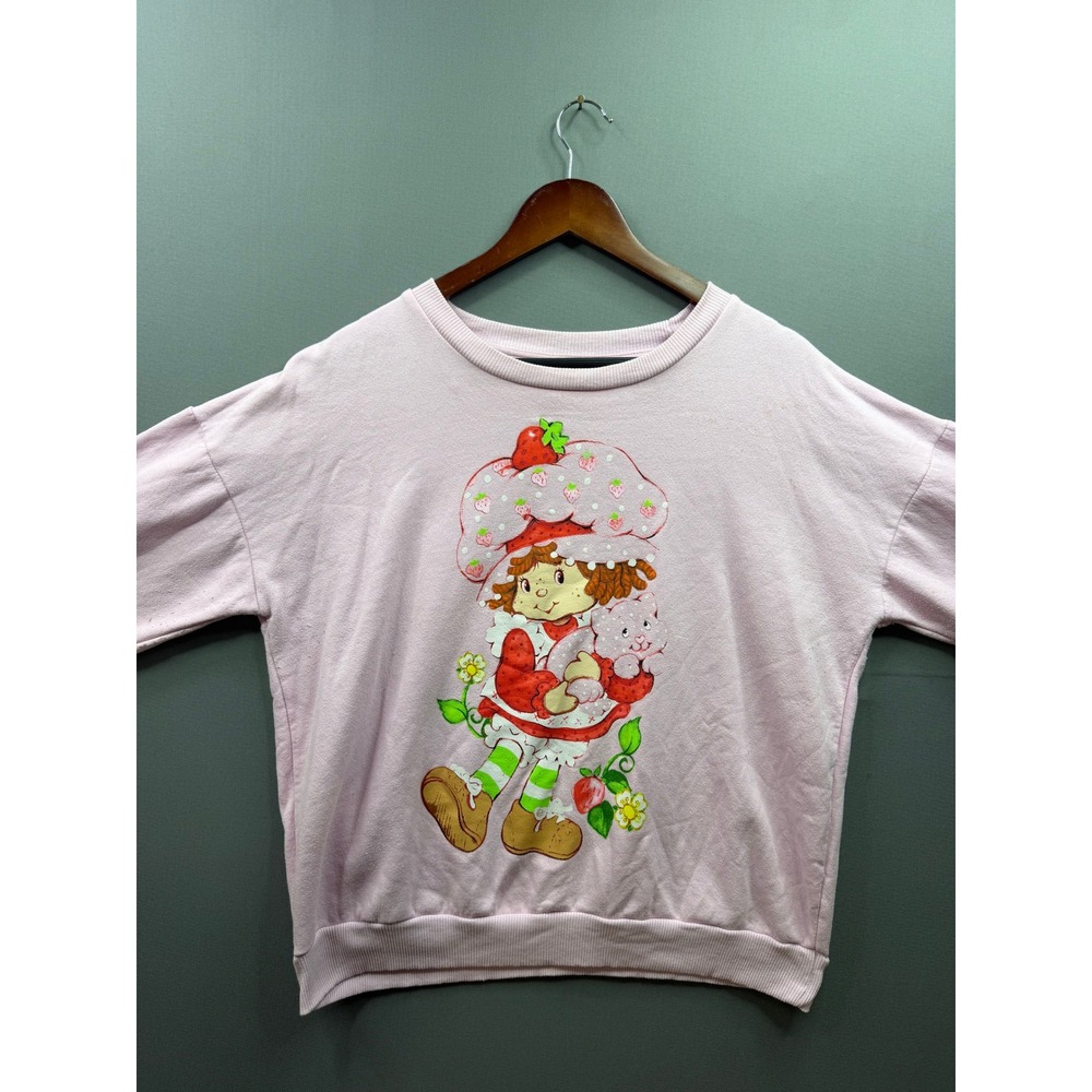Strawberry Shortcake Sweatshirt Womens Pink Graphic Retro Pullover Large - Picture 2 of 7